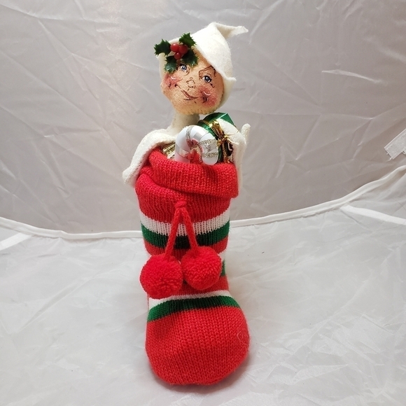 Vintage 1999 Annalee Mobilitee Dolls, Inc. Elf Stocking Christmas RARE EUC Cute - Picture 1 of 13